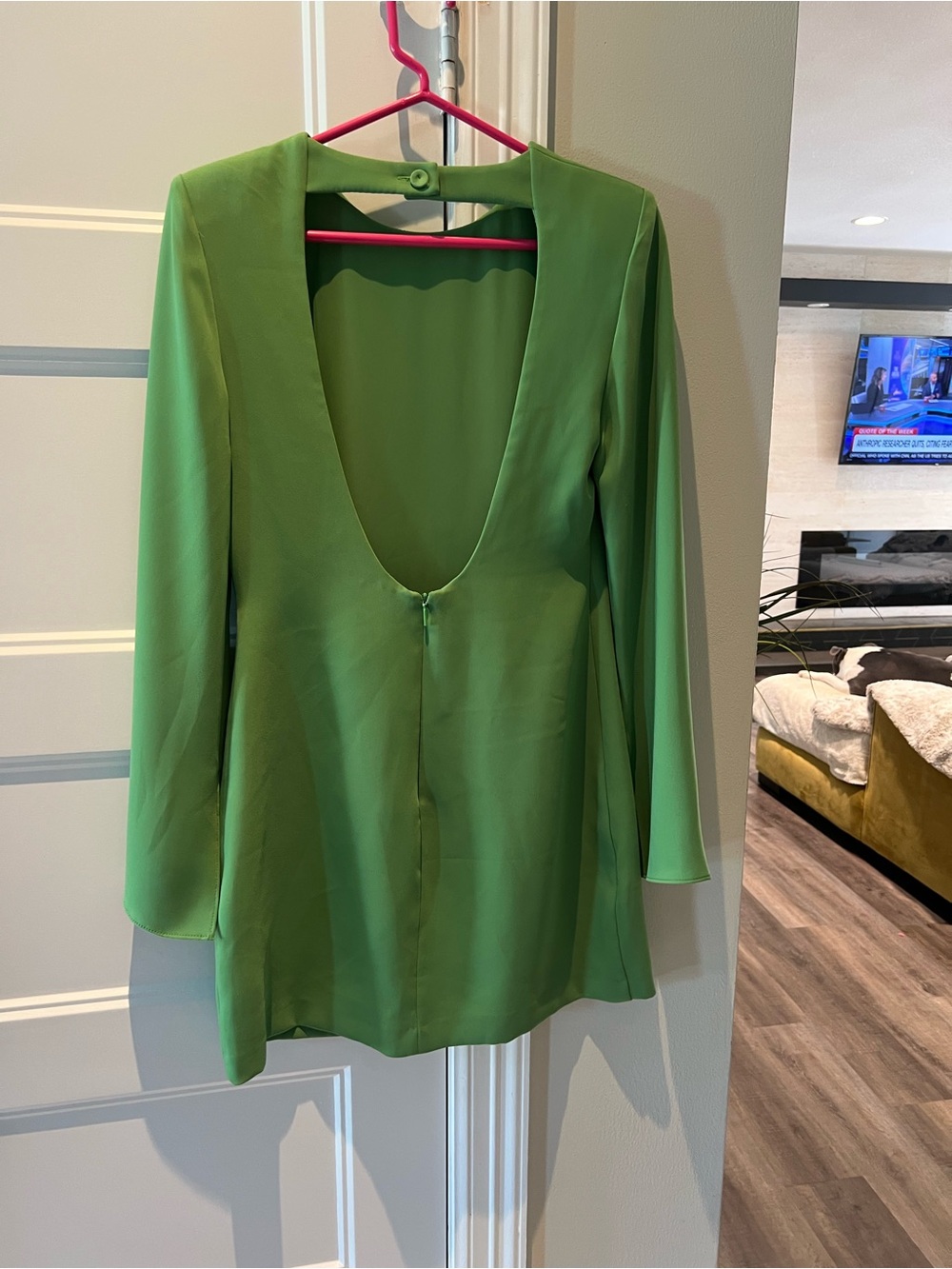 Nordstrom Green Long-Sleeve Mini Shift Dress - Picture 2 of 6